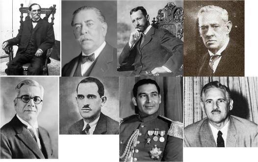 Presidentes cubanos electos Estrada Palma, José M. Gómez, García Menocal, Zayas, Machado, Grau San Martín, Batista y Prío Socarrás